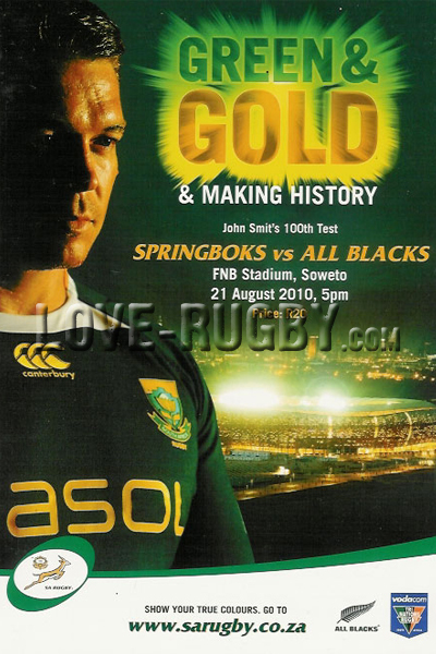 2010 South Africa v New Zealand  Rugby Programme